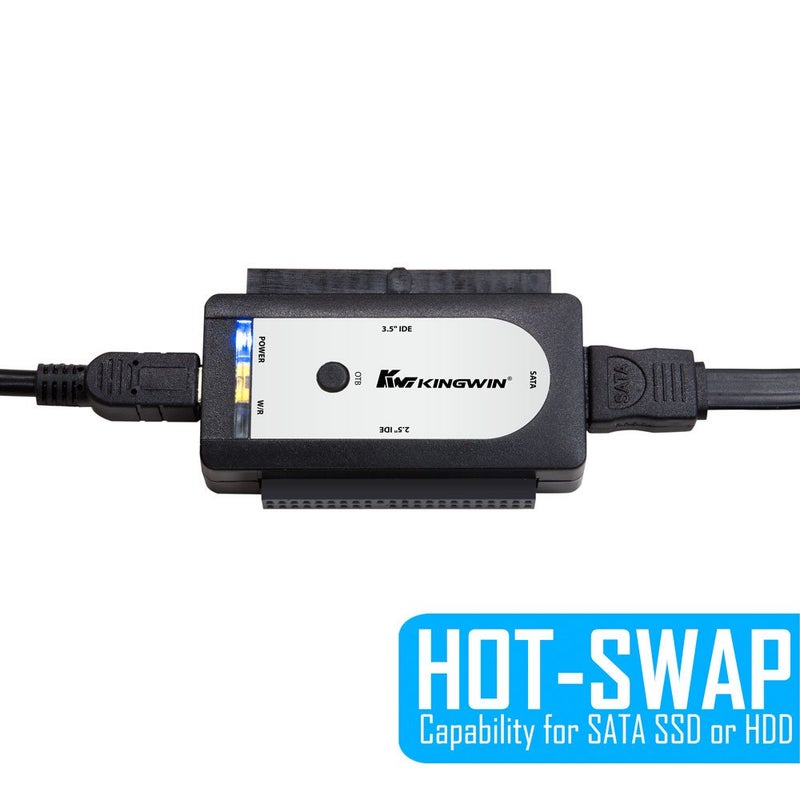 Kingwin USI-2535 USB 2.0 to SATA/IDE Adapter for 2.5 Inch, 3.5 Inch, 5.25 Inch Hard Drives with One Touch Back-Up, Power Supply Included - Image 3